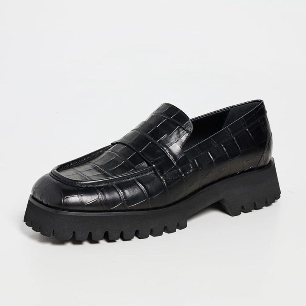 Freda Salvador Hana Flats - Black Matte Embossed Croc - Size 6.5 worn once